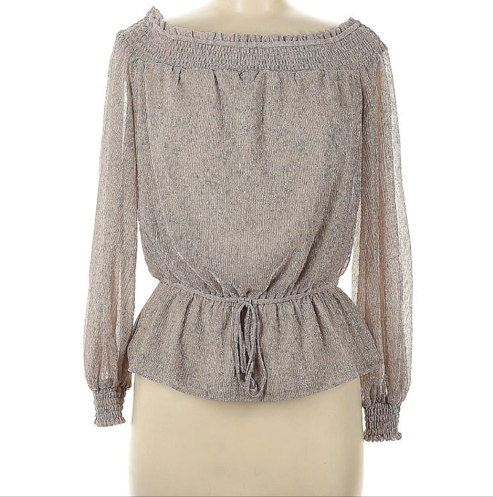 White House Black Market off Shoulder sparkle blouse sz Medium
